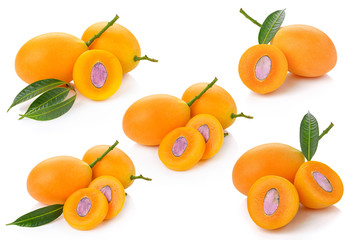 Closeup sweet Marian plum thai fruit isolated on white backgroun