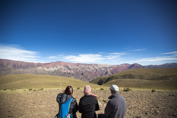 Fototapeta na wymiar Tourist and the Quebrada de Humahuaca, Northern Argentina
