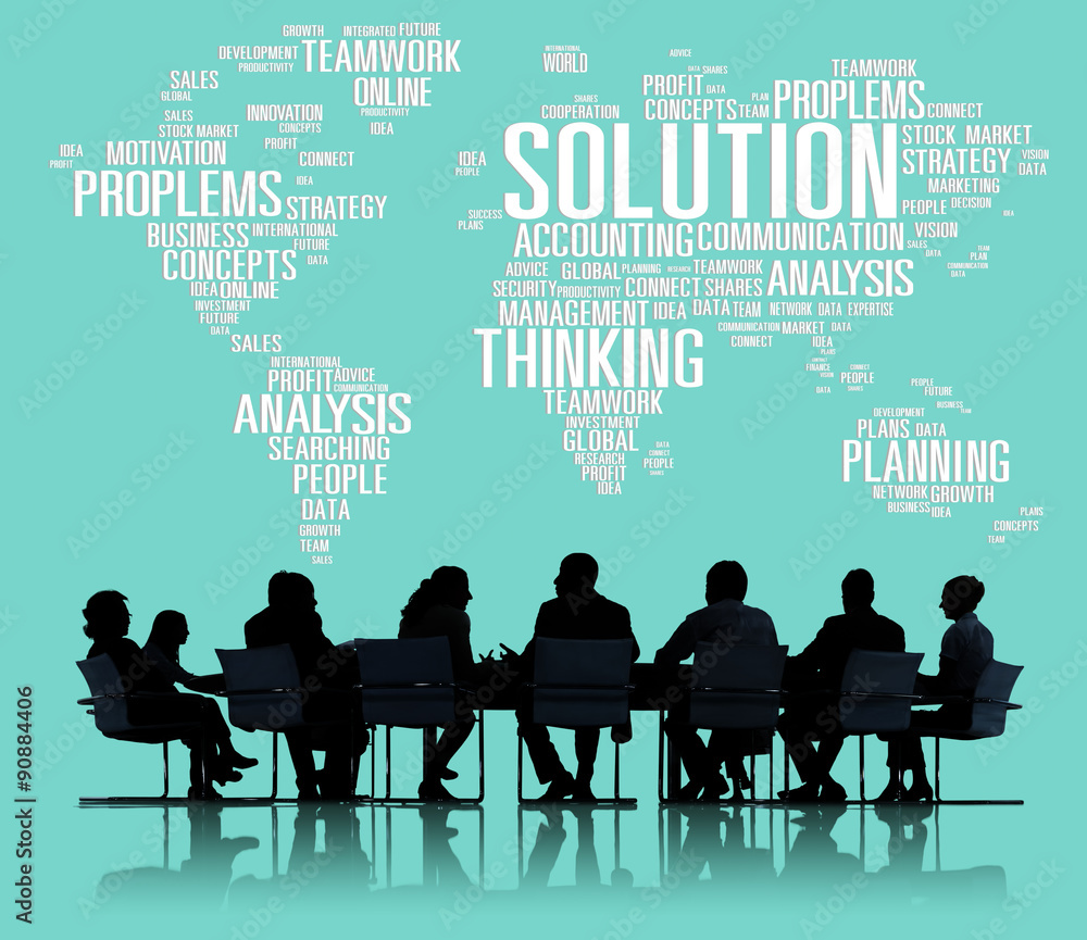 Poster solution solve problem strategy vision decision concept