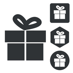 Gift icon set, monochrome