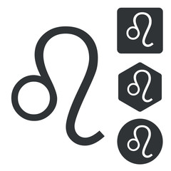 Leo icon set, monochrome