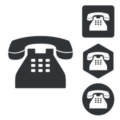 Telephone icon set, monochrome