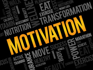MOTIVATION word cloud, fitness, sport, health concept