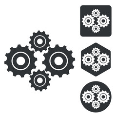 Gears icon set, monochrome