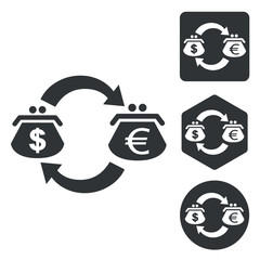 Obraz premium Dollar-euro trade icon set, monochrome