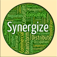 Synergize Word Shows Working Together And Collaborate