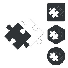 Matching puzzle icon set, monochrome