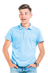 Obraz premium Young casual man smiling away from the camera