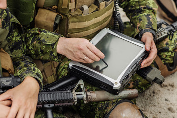 commander of the Rangers paves the route on an electronic satnav