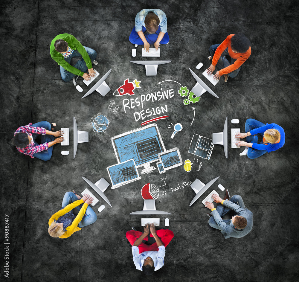 Poster responsive design internet web online technology computer concep