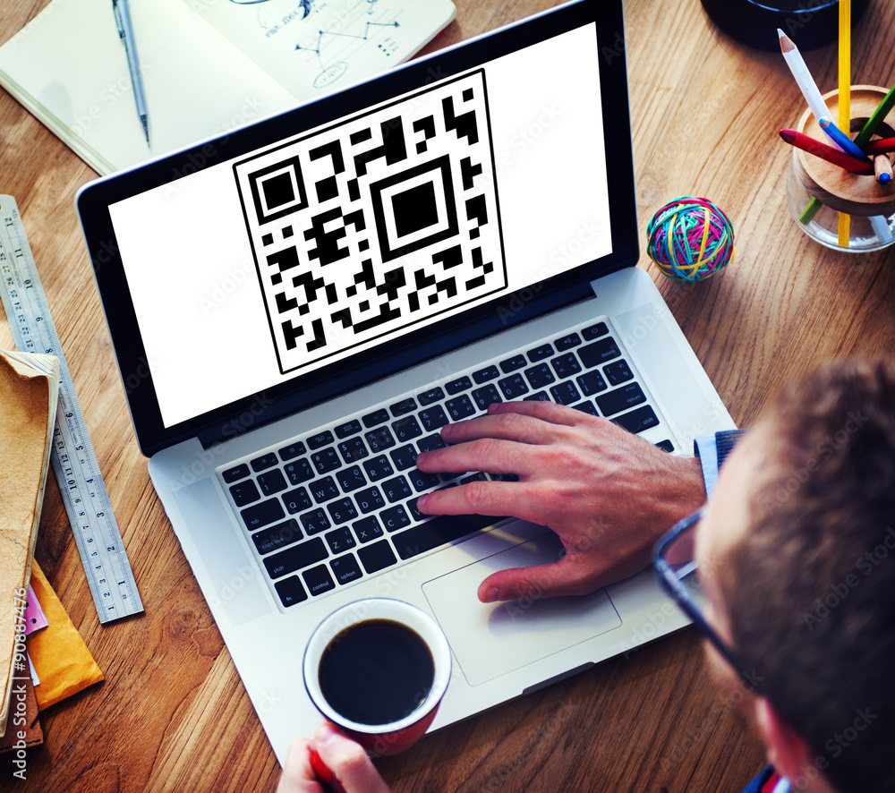 Poster quick response code digital information concept