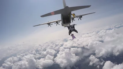 Acrylic prints Air sports Wingsuit exit from c130J hercules