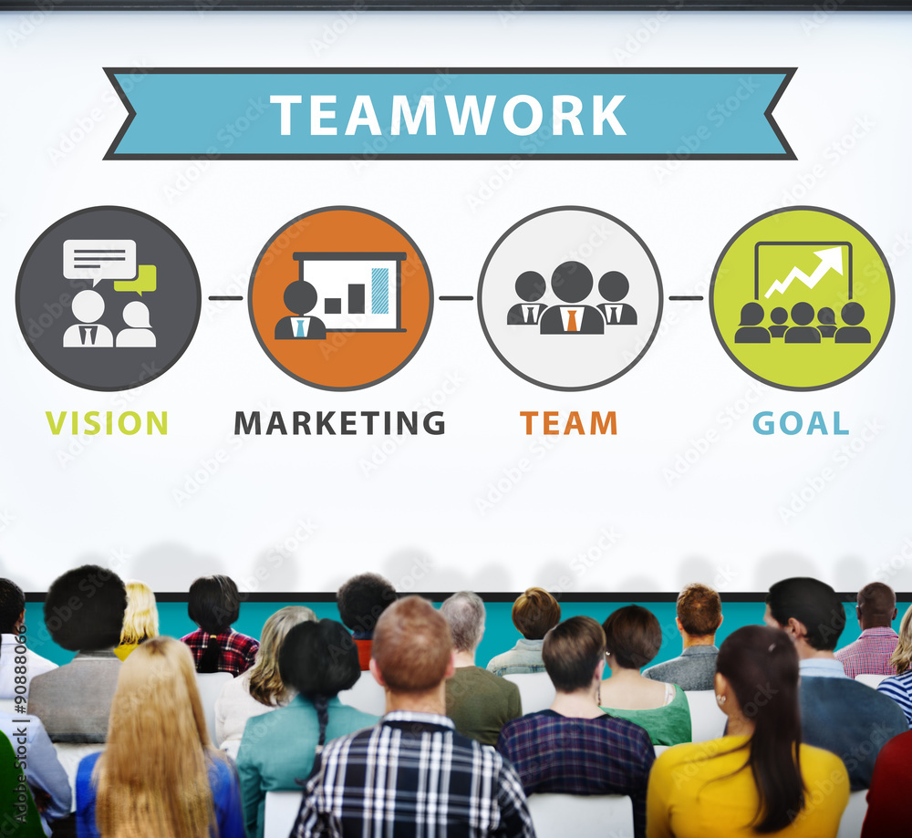 Poster teamwork team collaboration connection togetherness unity concep