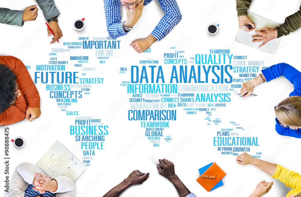 Poster data analysis analytics comparison information concept