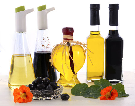 Salad Dressing with oils, olives and vinegars