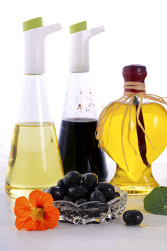 Salad Dressing with oils, olives and vinegars
