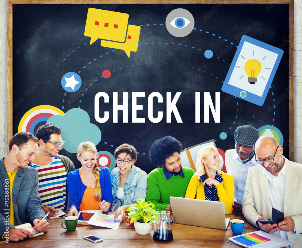 Poster check in location navigation position place concept