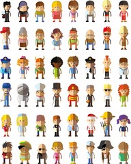 Set of vector cute character avatar icons in flat design 