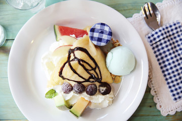 crape cake with fruit