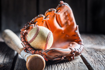 Vintage Baseball in a leather glove