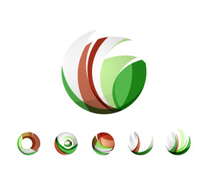 Set of globe sphere or circle logo business icons