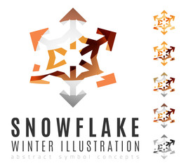 Set of abstract colorful snowflake logo icons, winter concepts