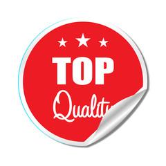 Top Quality label with shadow on white background flat style