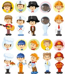 Cartoon characters of different professions 