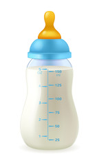 Baby bottle with milk formula - blue cap.