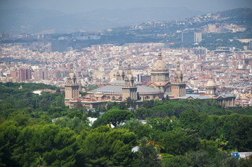 Fototapeta premium Вид на Плаза-де-Испания, Каталония, Испания. Дворец в Барселоне. Барселона город второй по населению в Испании, столица автономной области Каталония.