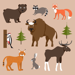 Naklejka premium Wild animals. Vector Illustration