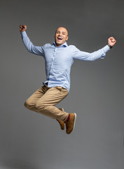 handsome man jumping