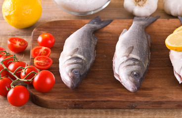 Uncooked sea bass.
