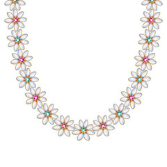 Flower gemstones pearl chain necklace or bracelet.