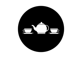 Obraz premium Black and white tea icon on white background