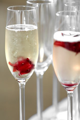 glasses defocused on buffet table