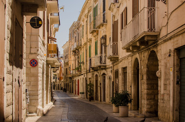 Fototapeta na wymiar A medieval italian street in Trani