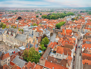 View over Bruges historical old town