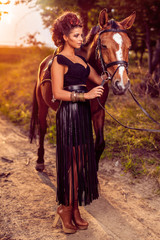 Fashion model with horse