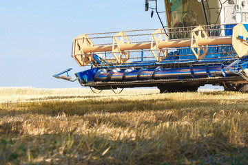 Combine harvester working