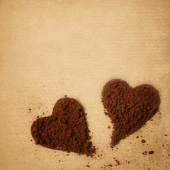 coffee in heart shape on the old paper texture
