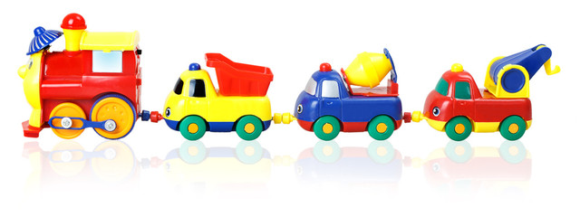 Colorful children's train with wagons