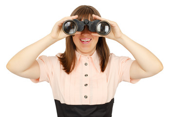 Business woman with binoculars