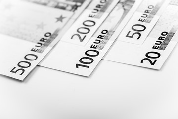 Obraz premium Closeup of Euro Banknotes