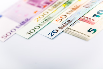 Closeup of Euro Banknotes
