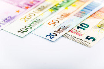 Closeup of Euro Banknotes