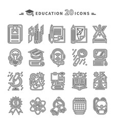 Education Icons on White Background