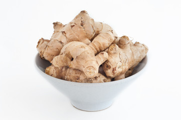 fresh ginger on a white background