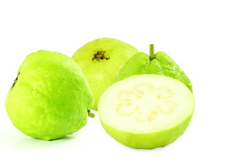 Guava green and fresh on pure white background