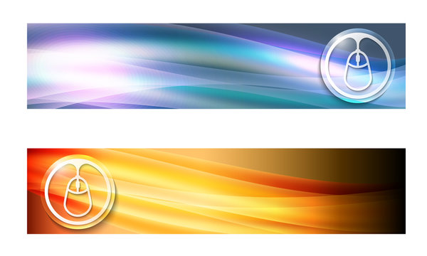 Set of two banners with waves and mouse icon